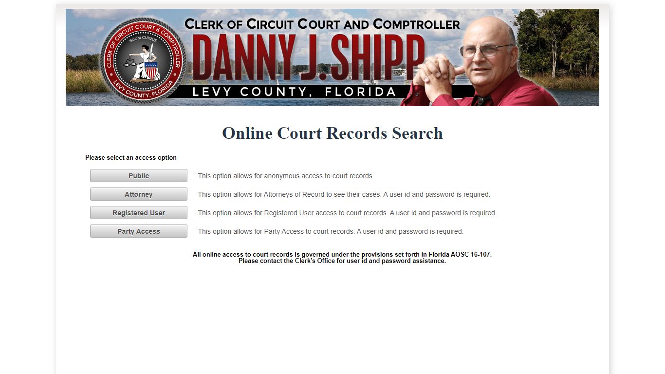 Levy County OCRS - ONLINE COURT RECORDS SEARCH