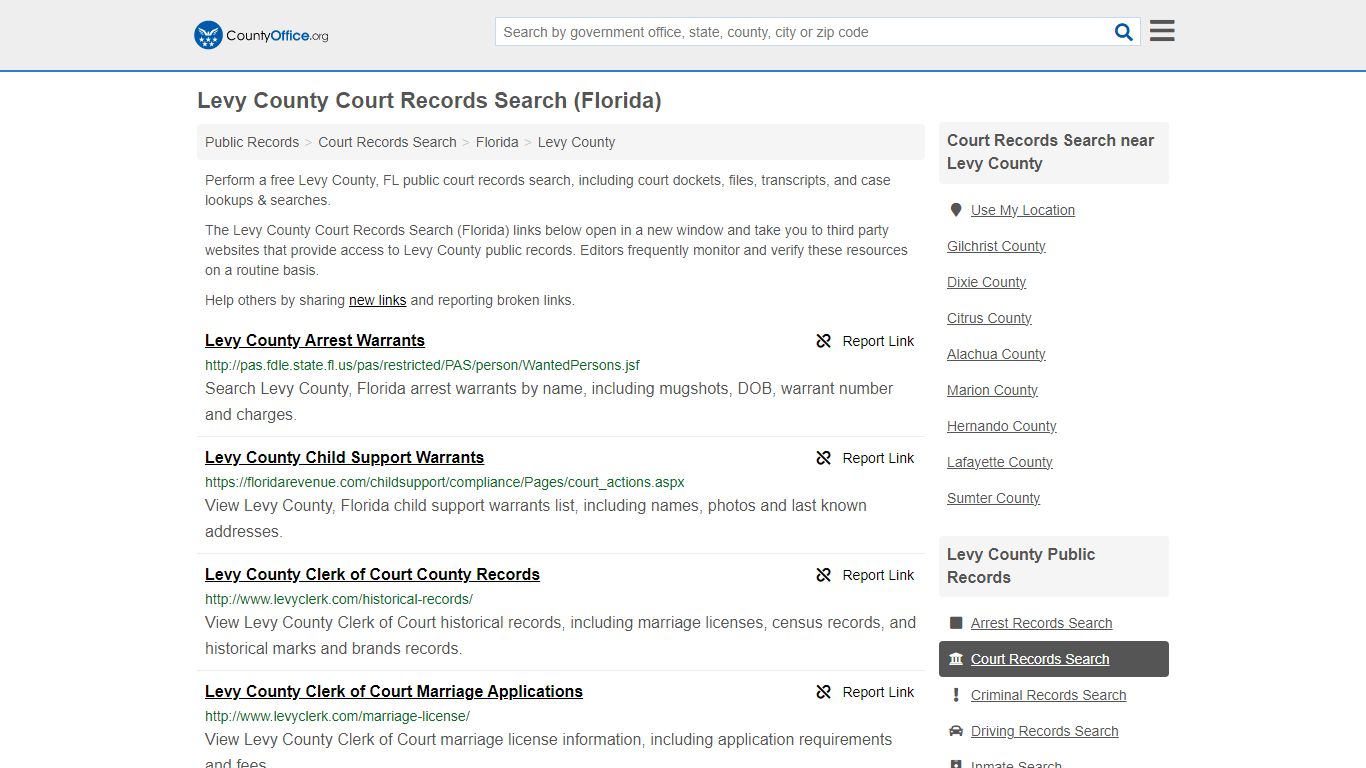 Levy County Court Records Search (Florida) - County Office